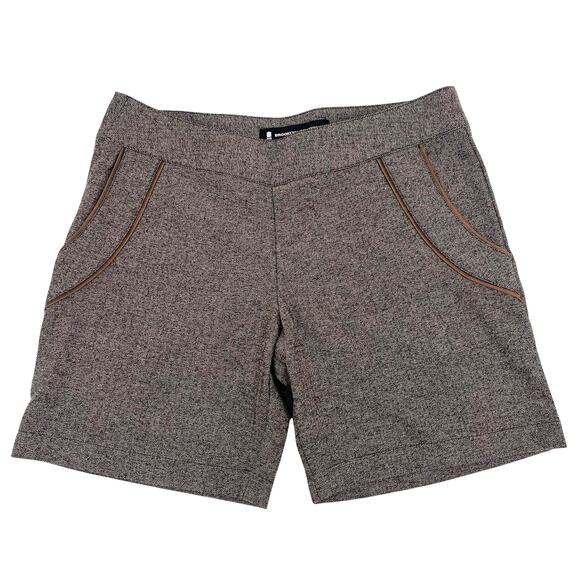 Brooklyn Industries Tweed Shorts Sz 4 Preppy Dark Academia Leather Herringbone - Picture 1 of 13